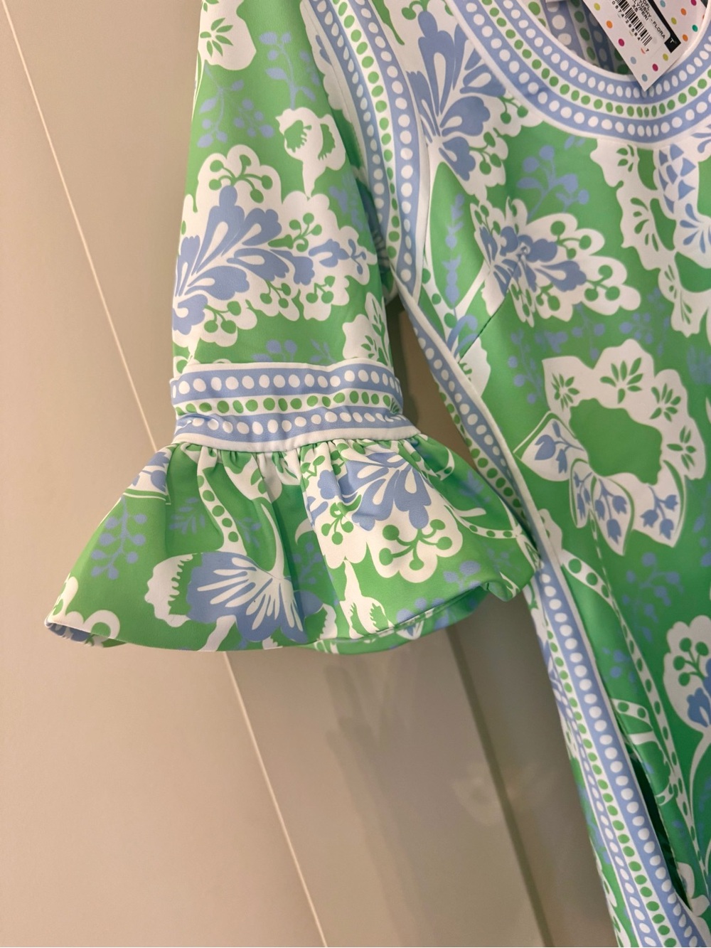 Gretchen Scott Designs Green Floral Shift Dress with Lavender Accents - Picture 5 of 7